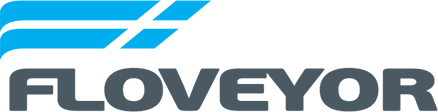 Floveyor-Logo mit durchgehendem cyanfarbenem Symbol