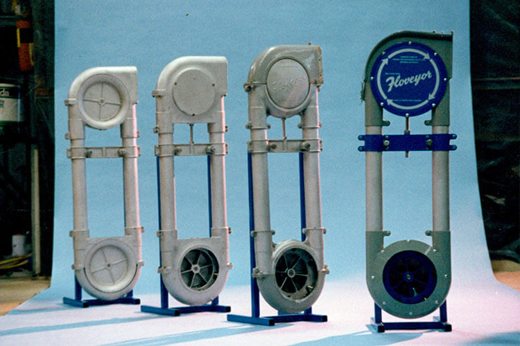 The early evolution of Floveyor, from different types of sand casting over the years (early 70’s) to completely fabricated conveyors.