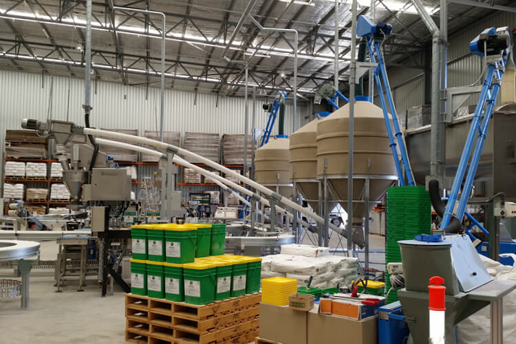 Floveyor process line with flexible augers and aeromechanical conveyors