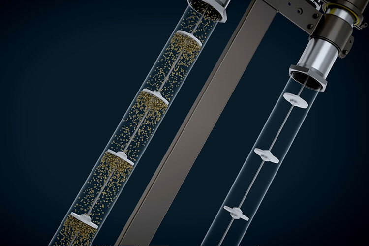 dissection render of a floveyor aero-mechanical conveyor rope assembly