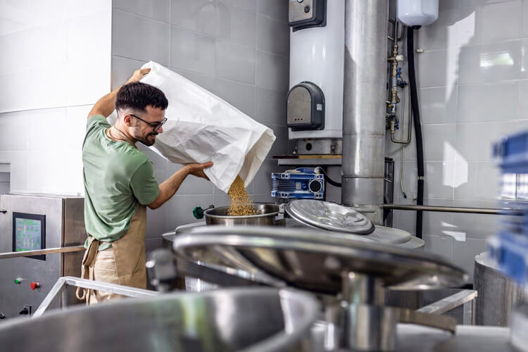 manual handling from small bag into mixer